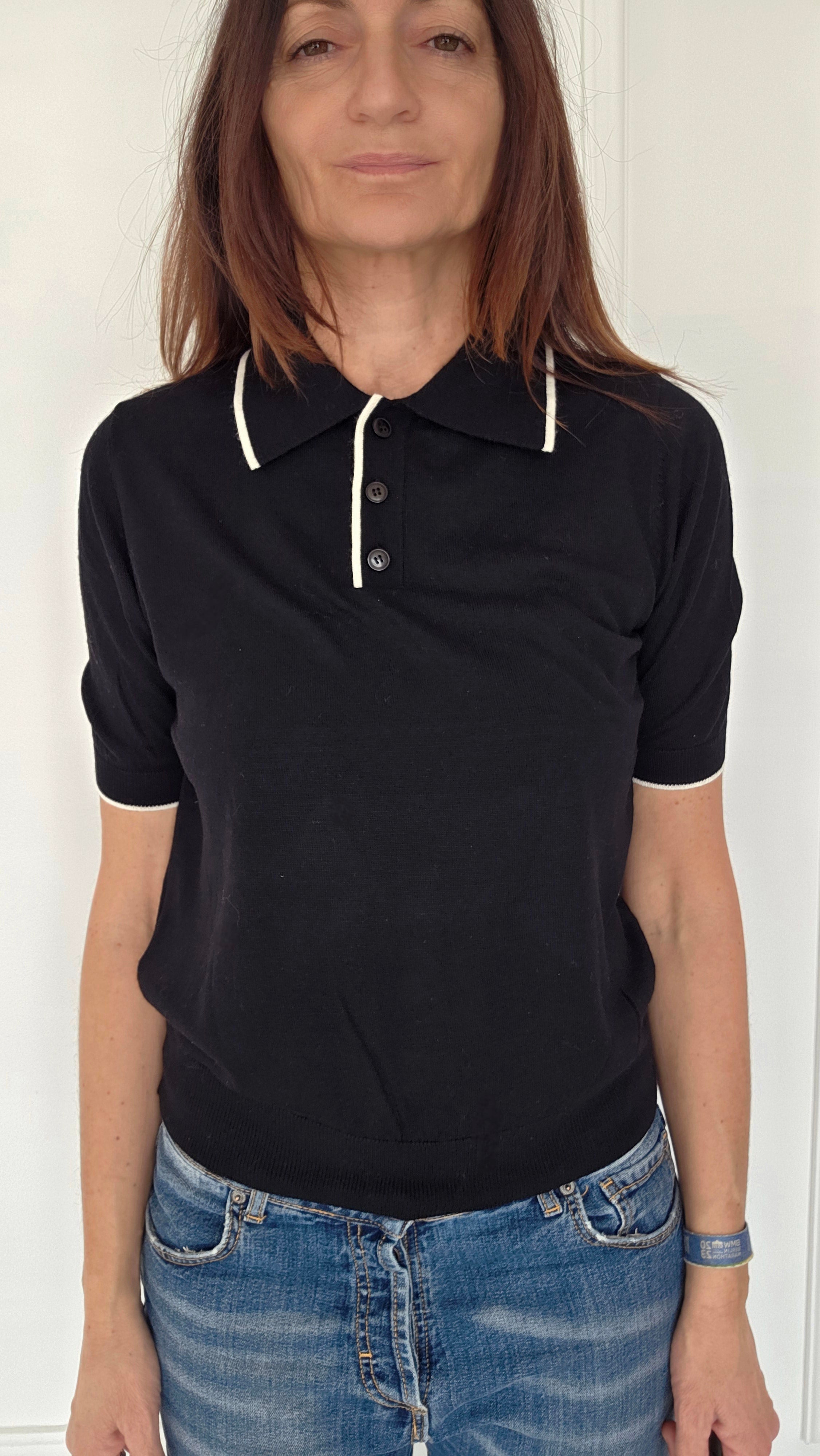 Maglia polo con profili