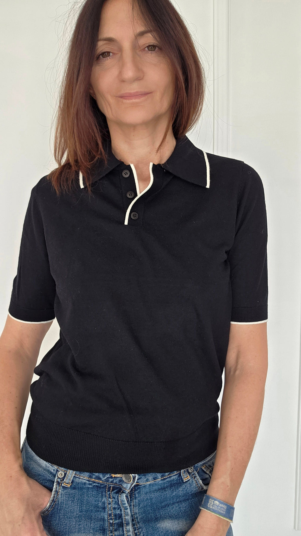 Maglia polo con profili