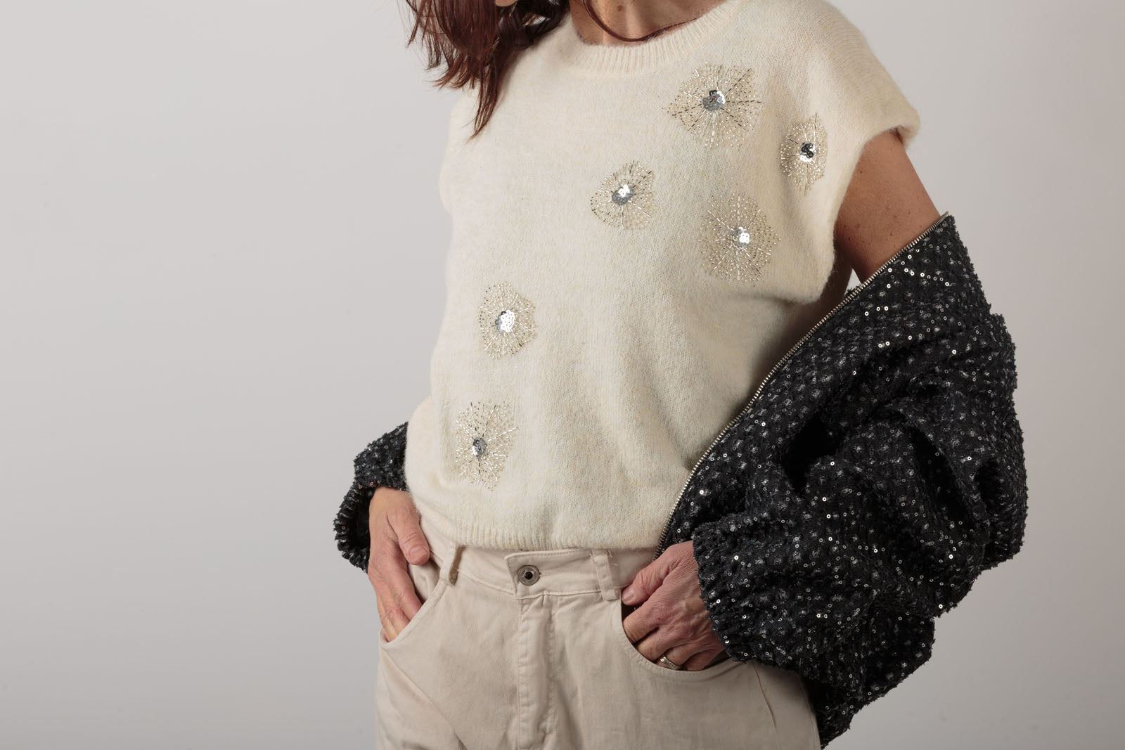 Maglia con micro paillettes